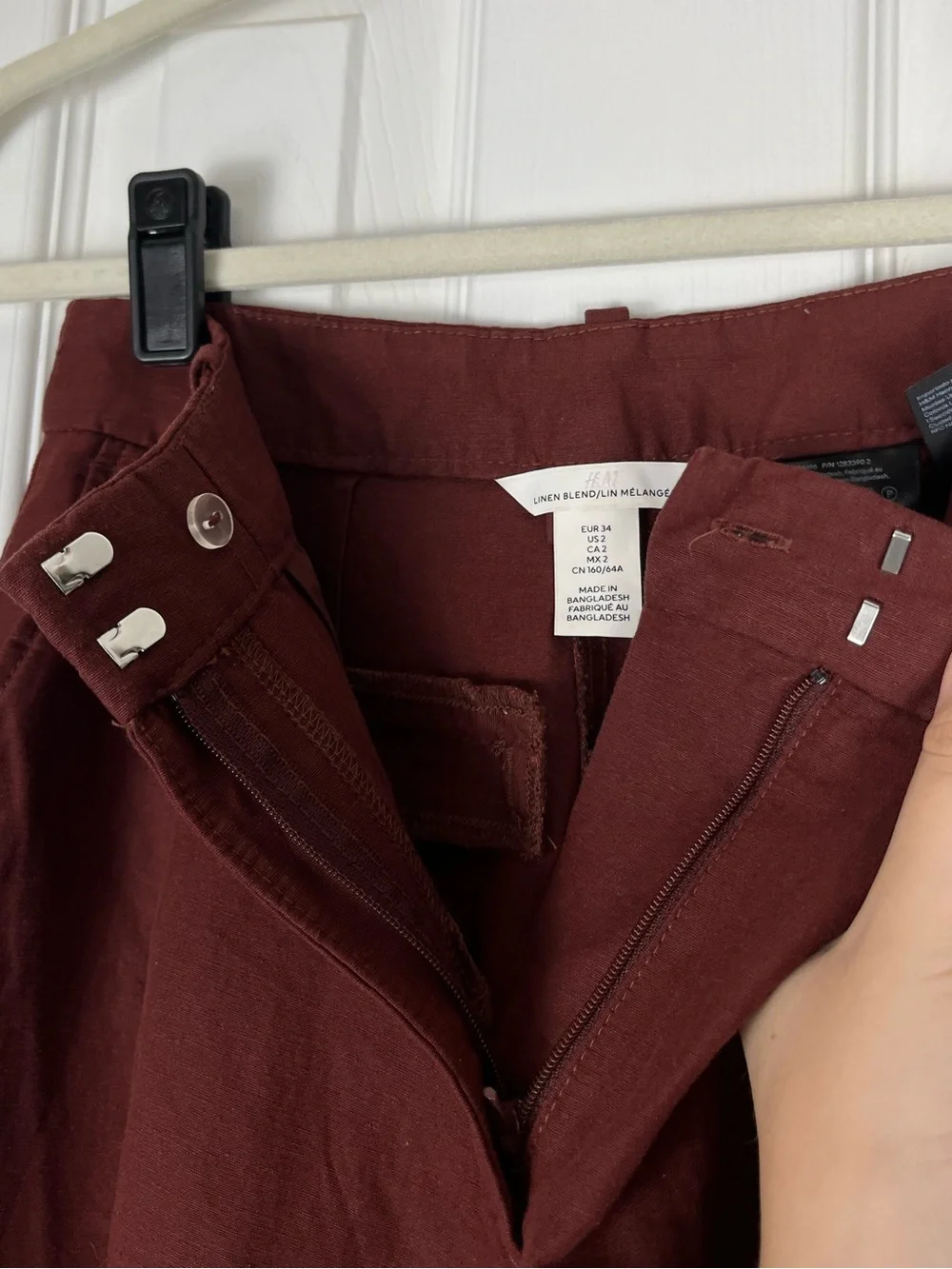 H&M Linen Blend Pleated Relaxed Wide Leg Trouser Pants Sz 2 Preppy Career